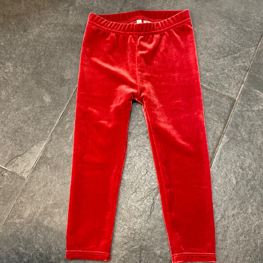 NWOT Janie and Jack red velvet leggings